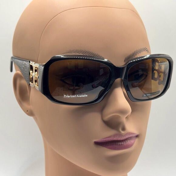 Vintage Y2K Designer Sunglasses | BCBG Max Azria | Charm | Chunky Brown/Gold main image 9
